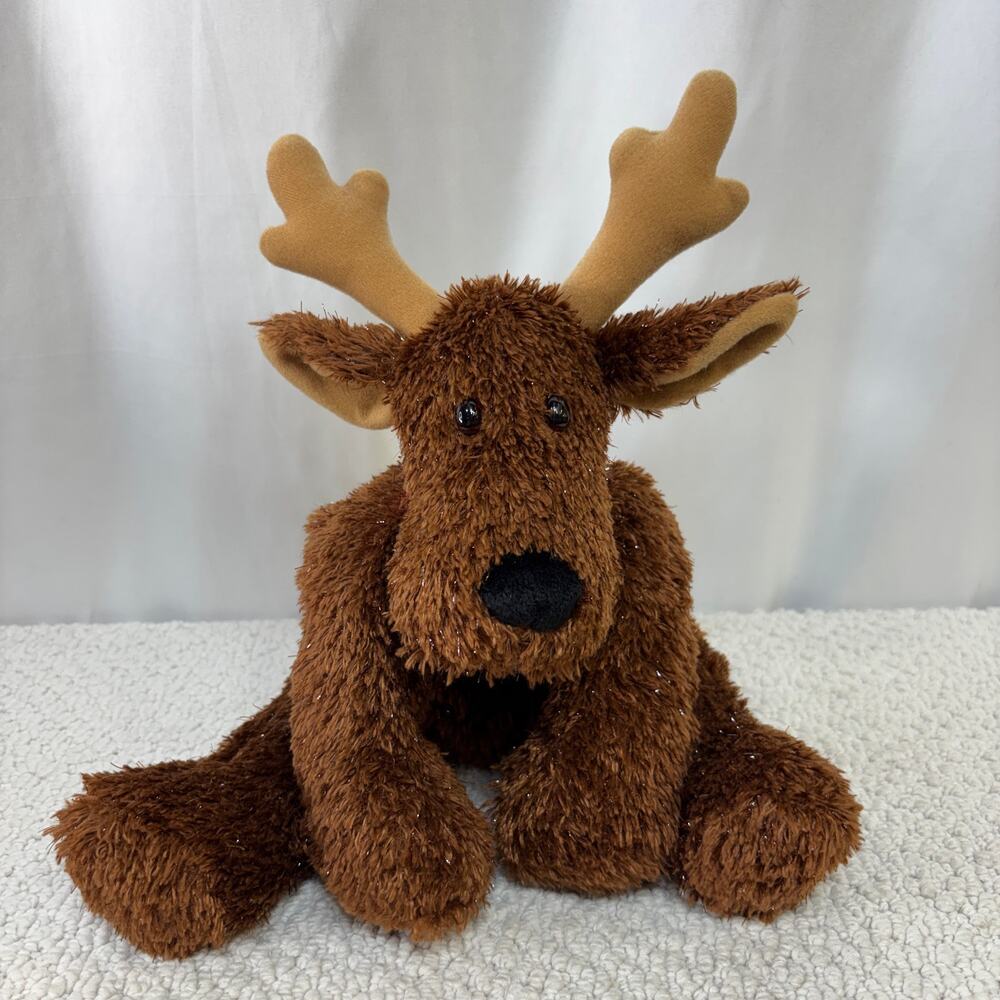 Hallmark Comet Reindeer Plush Stuffed Toy Red Collar Jingle Bell 12" Seated